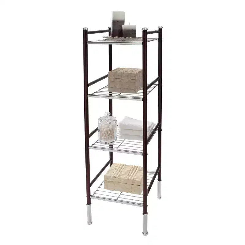 4-Tier Metal Storage Tower, Universal Shelving Unit, Black