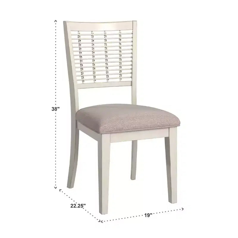 Set of 2 High Back Wicker Dining Chairs, Brown, Rubberwood Frame