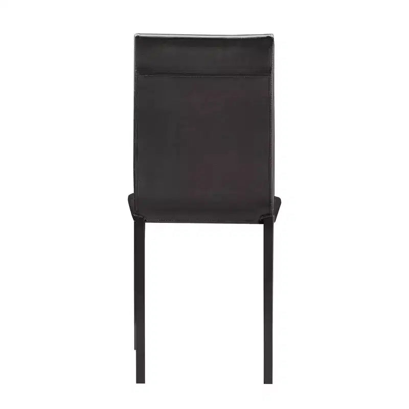 Set of 2 Metal Upholstered Dining Chairs, Black, Armless with Solid Back