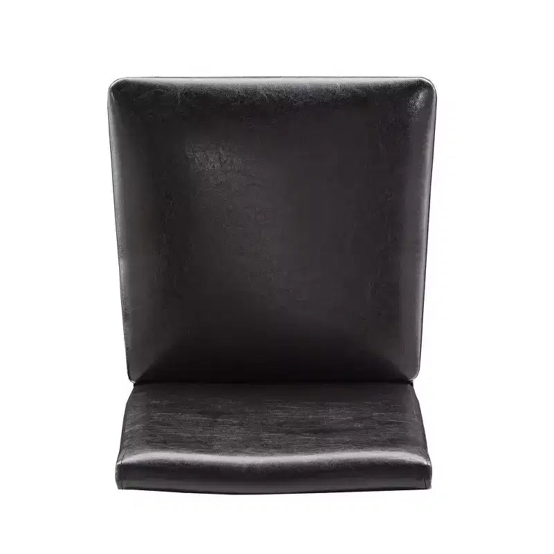 Set of 2 Metal Upholstered Dining Chairs, Black, Armless with Solid Back