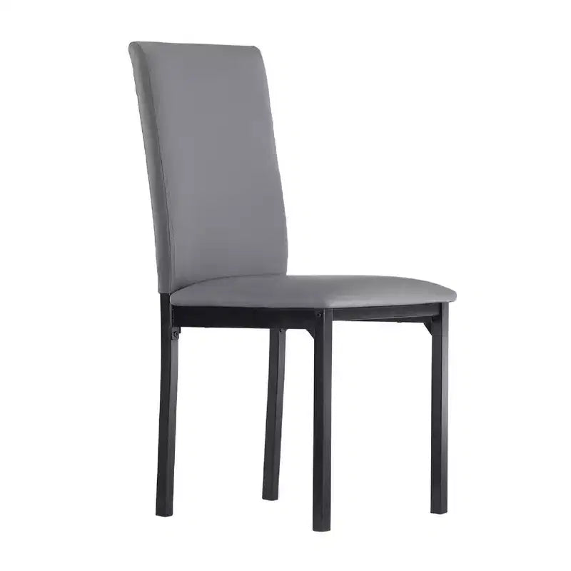 Set of 2 Metal Upholstered Dining Chairs, Black, Armless with Solid Back