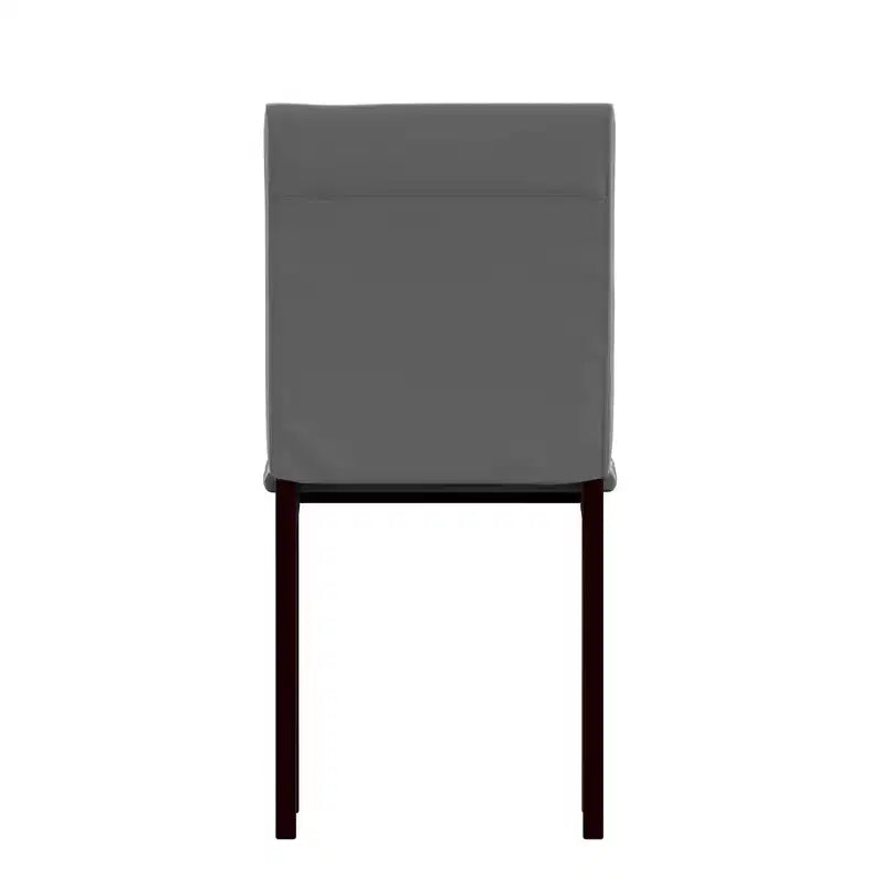 Set of 2 Metal Upholstered Dining Chairs, Black, Armless with Solid Back