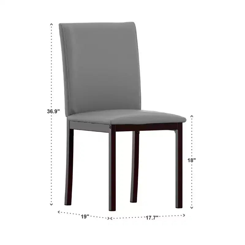 Set of 2 Metal Upholstered Dining Chairs, Black, Armless with Solid Back