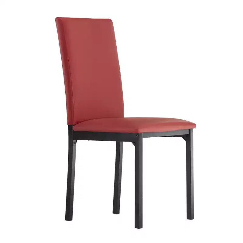 Set of 2 Metal Upholstered Dining Chairs, Black, Armless with Solid Back