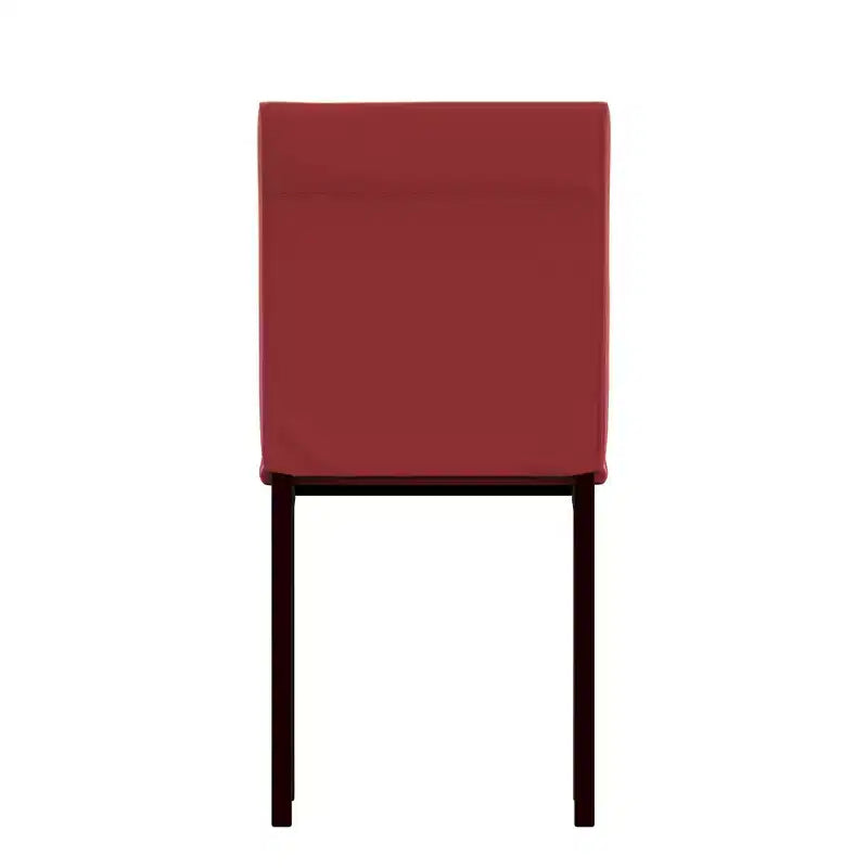 Set of 2 Metal Upholstered Dining Chairs, Black, Armless with Solid Back