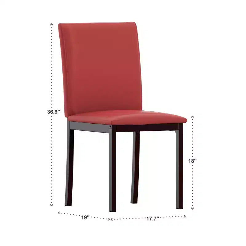 Set of 2 Metal Upholstered Dining Chairs, Black, Armless with Solid Back