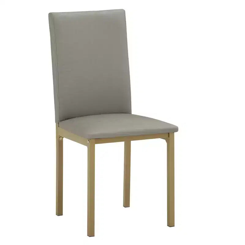 Set of 2 Metal Upholstered Dining Chairs, Black, Armless with Solid Back