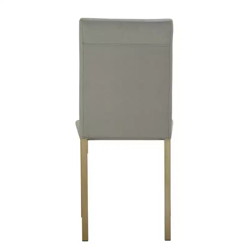 Set of 2 Metal Upholstered Dining Chairs, Black, Armless with Solid Back
