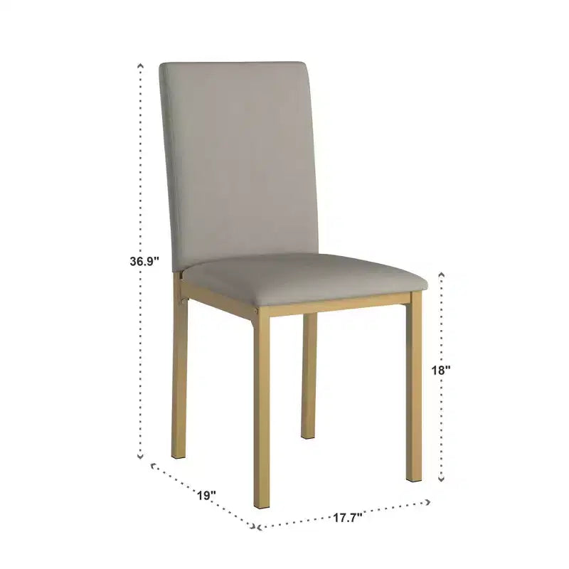 Set of 2 Metal Upholstered Dining Chairs, Black, Armless with Solid Back