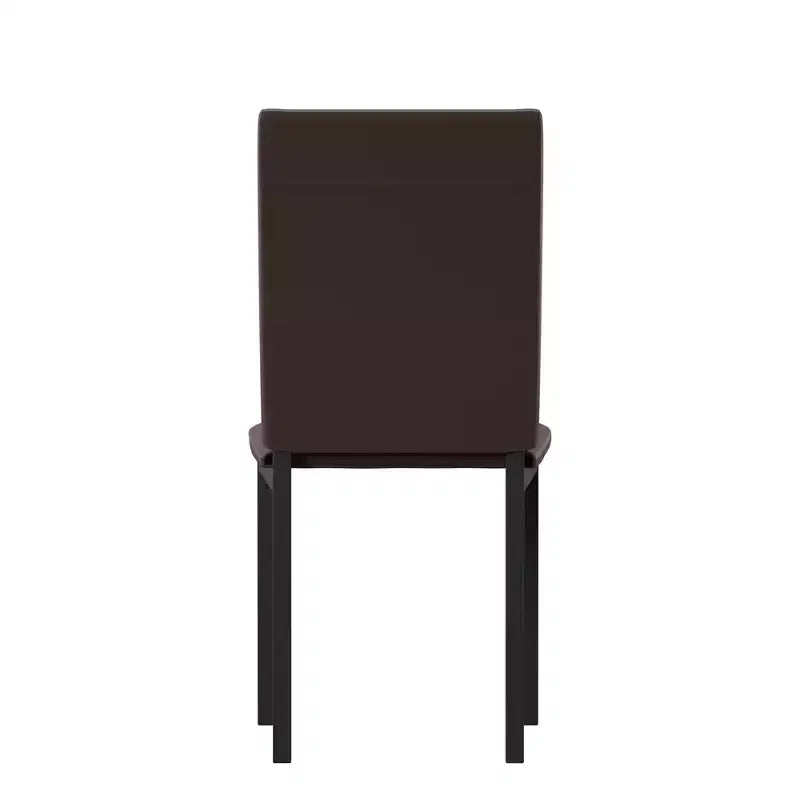 Set of 2 Metal Upholstered Dining Chairs, Black, Armless with Solid Back