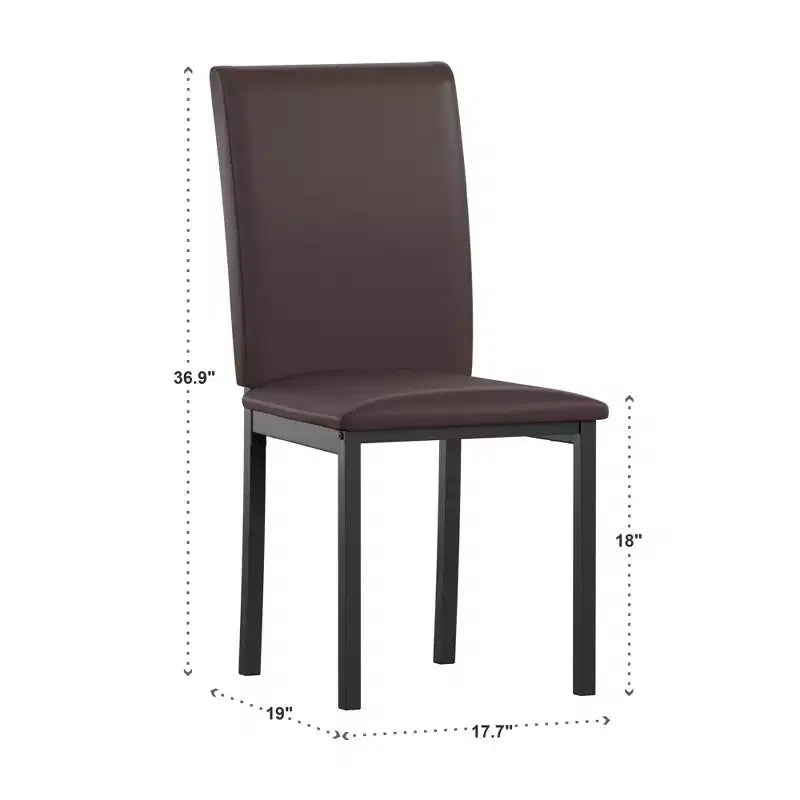 Set of 2 Metal Upholstered Dining Chairs, Black, Armless with Solid Back