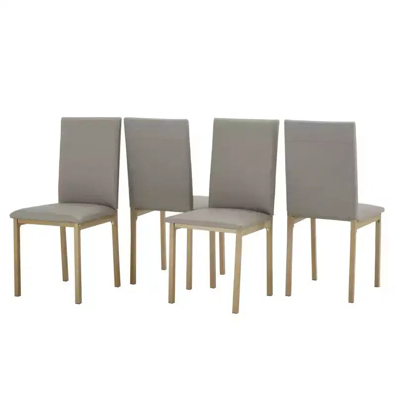 Set of 2 Metal Upholstered Dining Chairs, Black, Armless with Solid Back