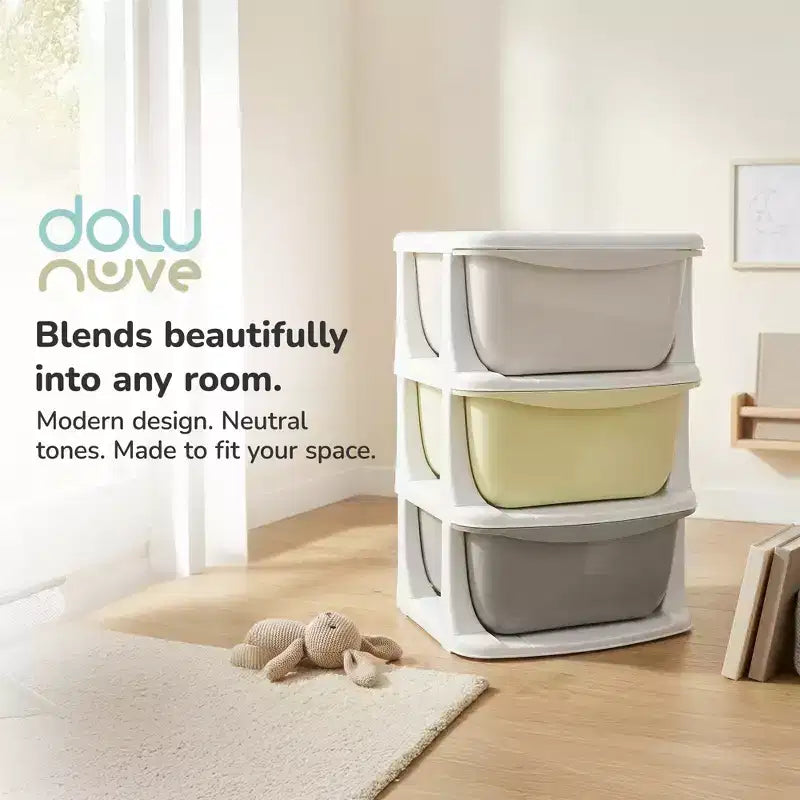 Kids 3-Tier Plastic Storage Unit with Drawers, Toy Organizer