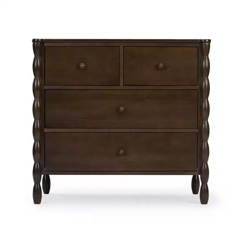 Kids 4-Drawer Spindle Dresser, Solid Pine Wood, Jenny Lind Style