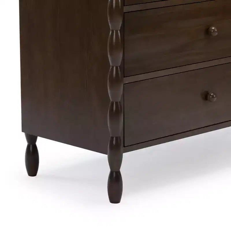 Kids 4-Drawer Spindle Dresser, Solid Pine Wood, Jenny Lind Style