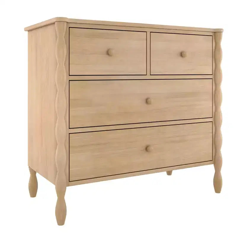Kids 4-Drawer Spindle Dresser, Solid Pine Wood, Jenny Lind Style