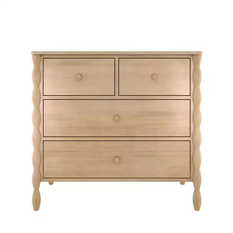 Kids 4-Drawer Spindle Dresser, Solid Pine Wood, Jenny Lind Style