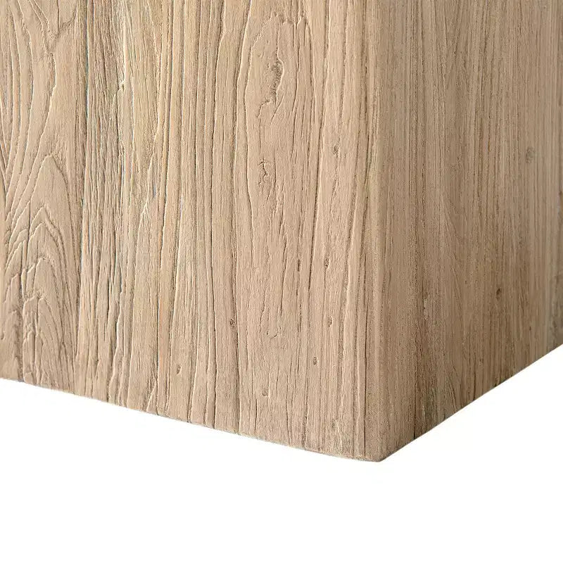 18" Solid Square Reclaimed Elm Block Plinth Side Table, Natural Brown