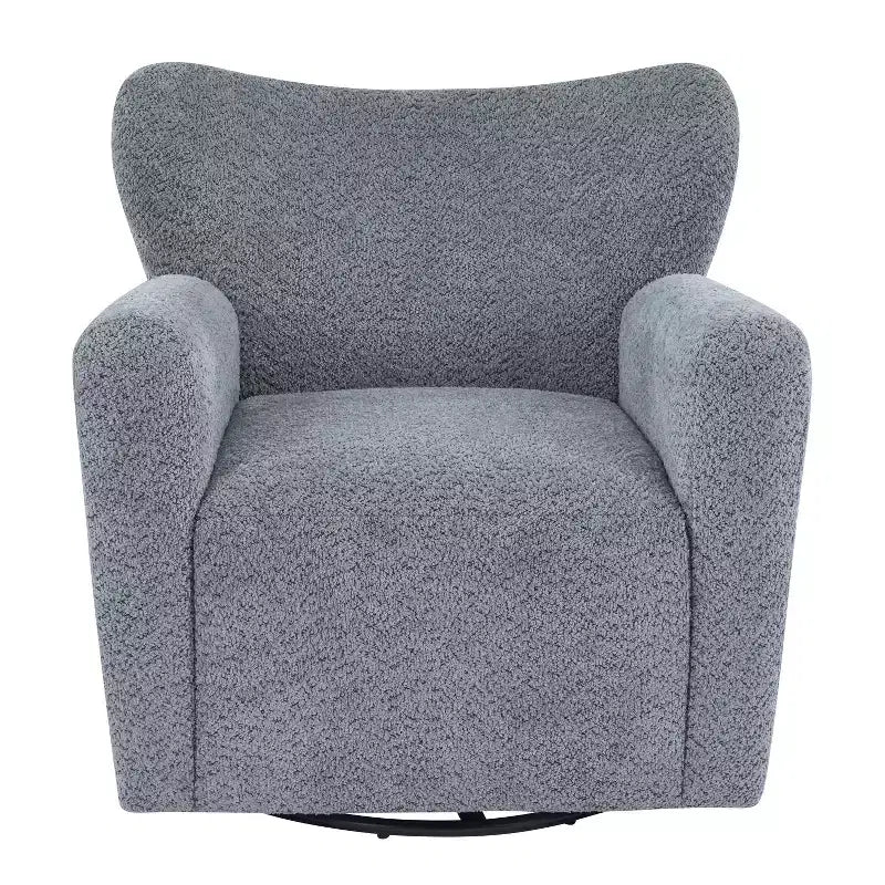 Modern Iron Boucle Upholstered 360 Swivel Wingback Chair