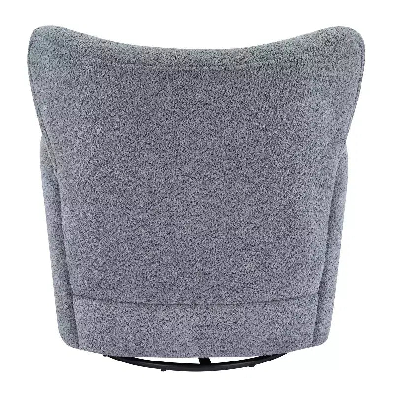 Modern Iron Boucle Upholstered 360 Swivel Wingback Chair
