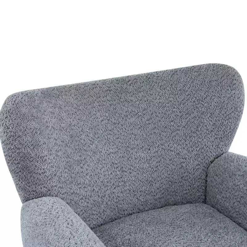 Modern Iron Boucle Upholstered 360 Swivel Wingback Chair
