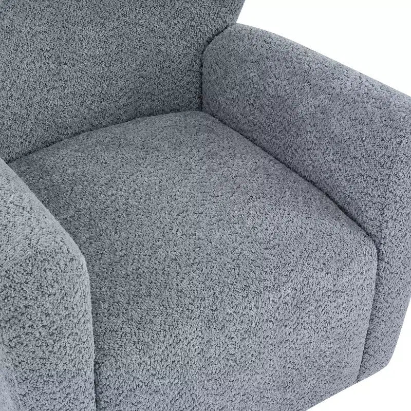 Modern Iron Boucle Upholstered 360 Swivel Wingback Chair