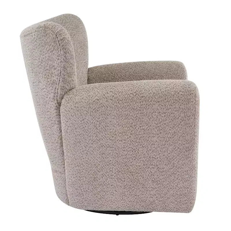 Modern Iron Boucle Upholstered 360 Swivel Wingback Chair