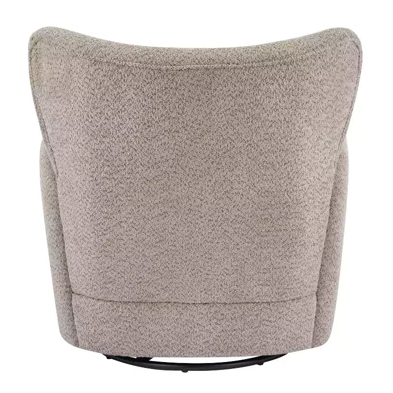 Modern Iron Boucle Upholstered 360 Swivel Wingback Chair