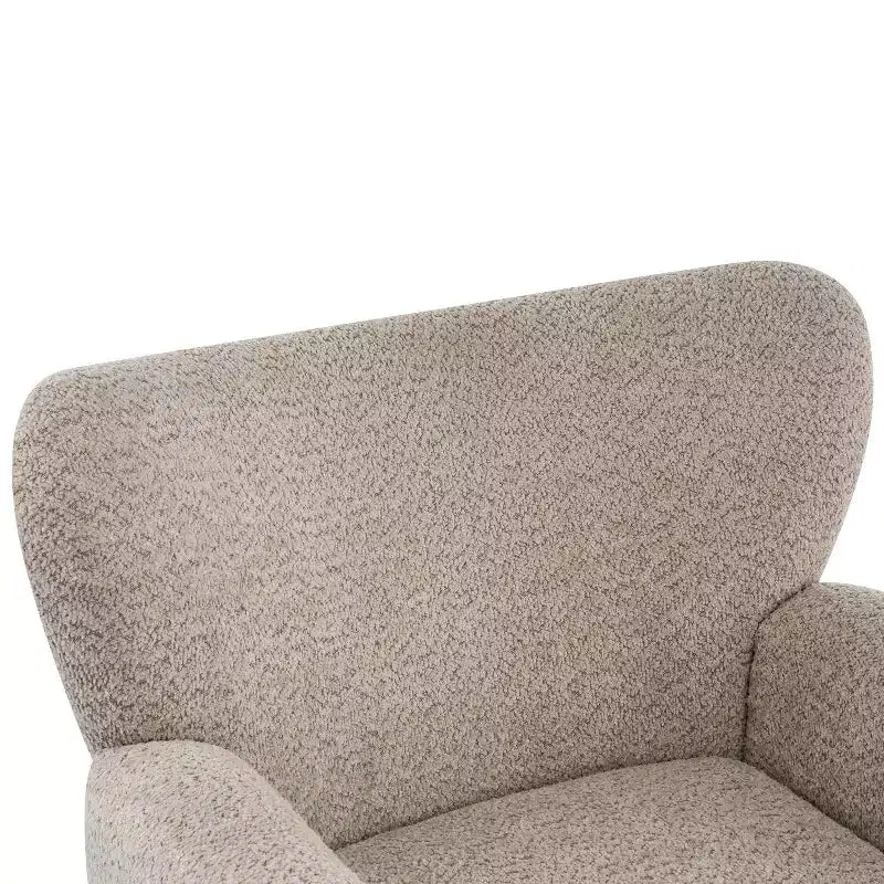Modern Iron Boucle Upholstered 360 Swivel Wingback Chair