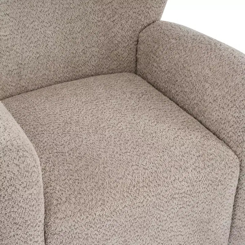 Modern Iron Boucle Upholstered 360 Swivel Wingback Chair