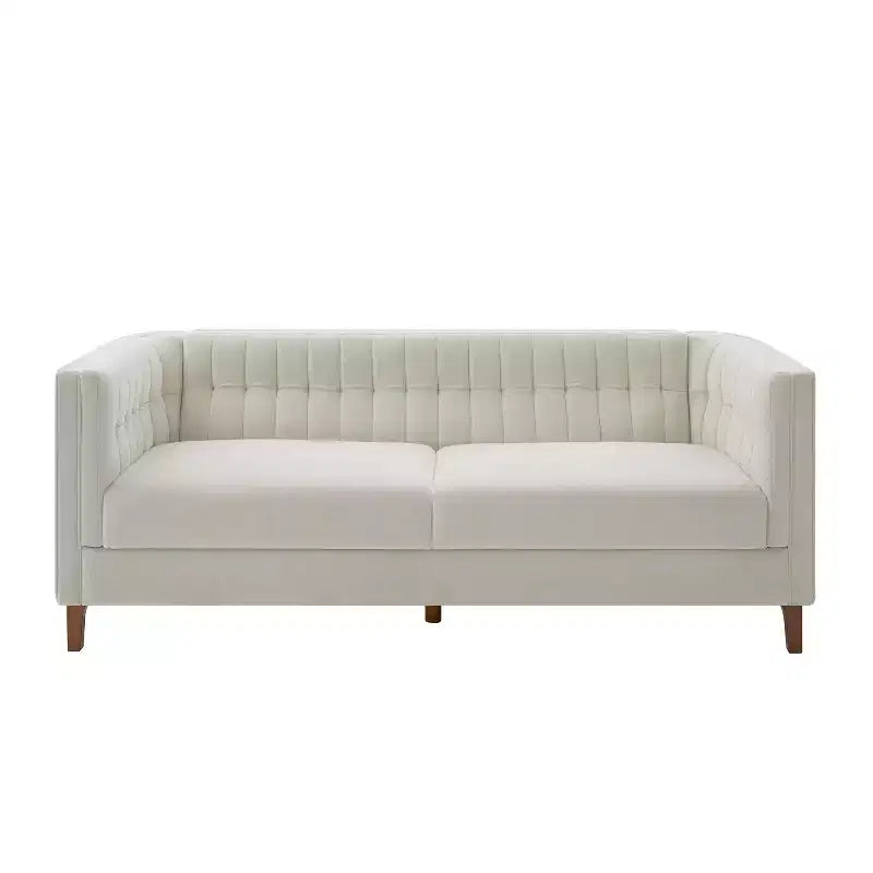 Modern 76" 3-Seater Chenille Upholstered Sofa with Channel-Tufted Backrest