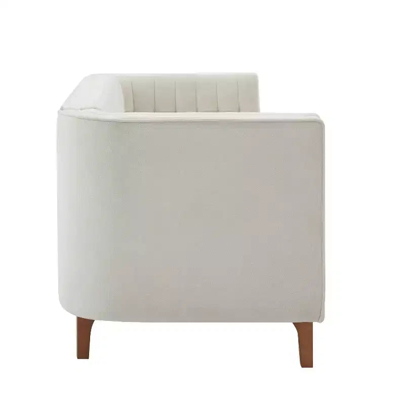 Modern 76" 3-Seater Chenille Upholstered Sofa with Channel-Tufted Backrest