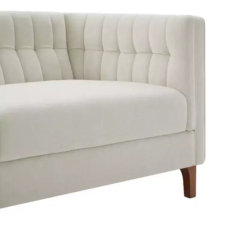 Modern 76" 3-Seater Chenille Upholstered Sofa with Channel-Tufted Backrest