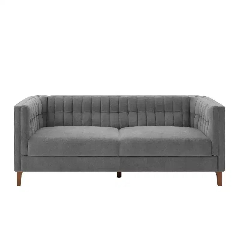 Modern 76" 3-Seater Chenille Upholstered Sofa with Channel-Tufted Backrest
