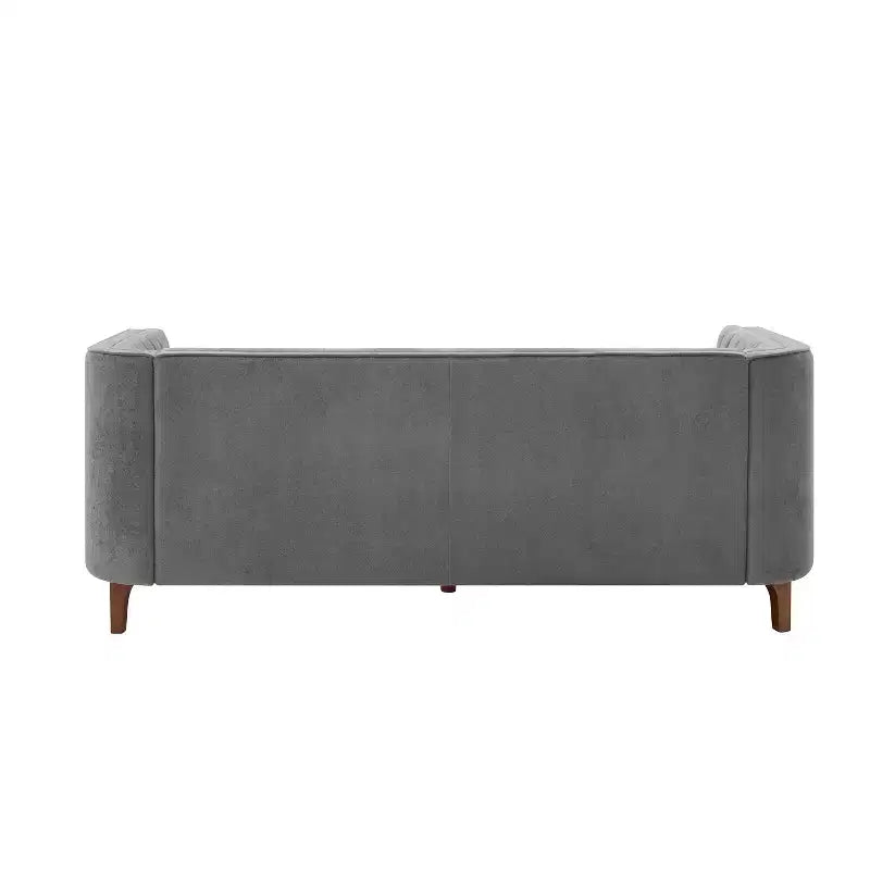 Modern 76" 3-Seater Chenille Upholstered Sofa with Channel-Tufted Backrest