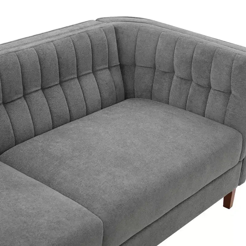 Modern 76" 3-Seater Chenille Upholstered Sofa with Channel-Tufted Backrest