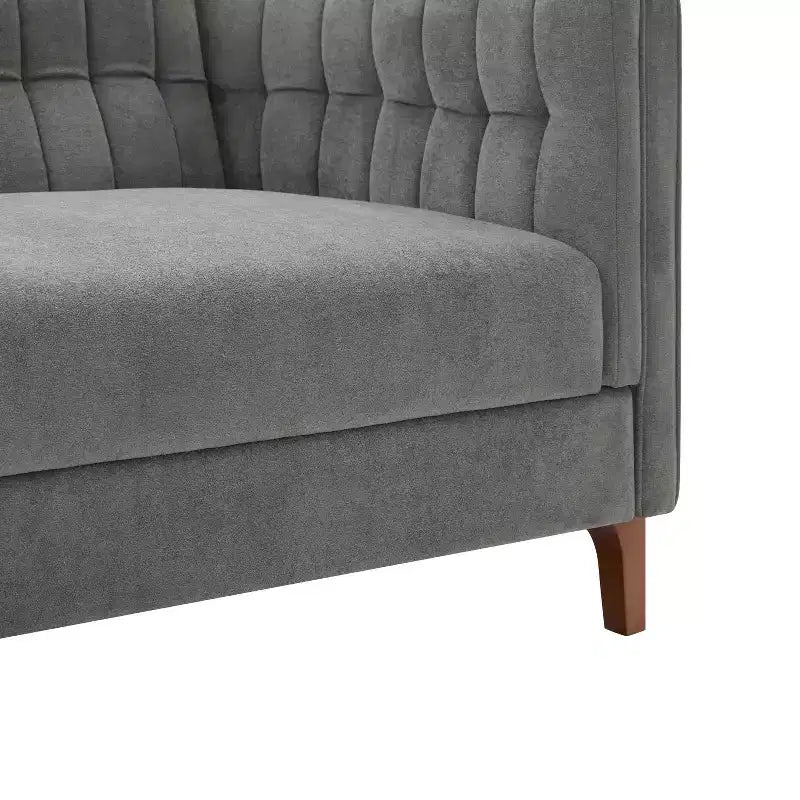 Modern 76" 3-Seater Chenille Upholstered Sofa with Channel-Tufted Backrest