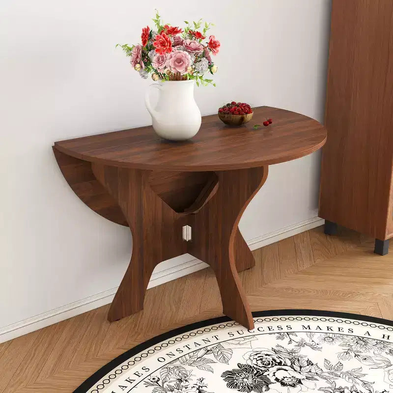 Modern 43" Folding Round Dining Table, Space-Saving Eco-Friendly MDF