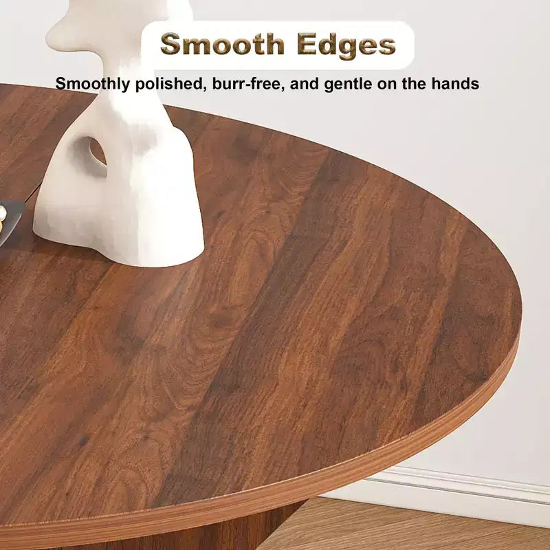Modern 43" Folding Round Dining Table, Space-Saving Eco-Friendly MDF
