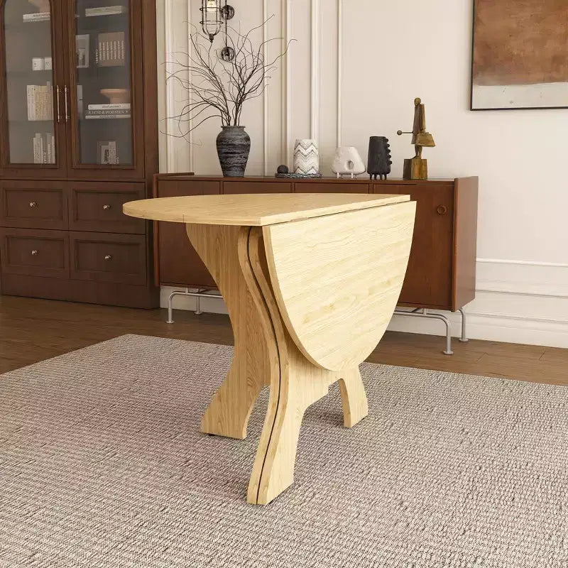 Modern 43" Folding Round Dining Table, Space-Saving Eco-Friendly MDF