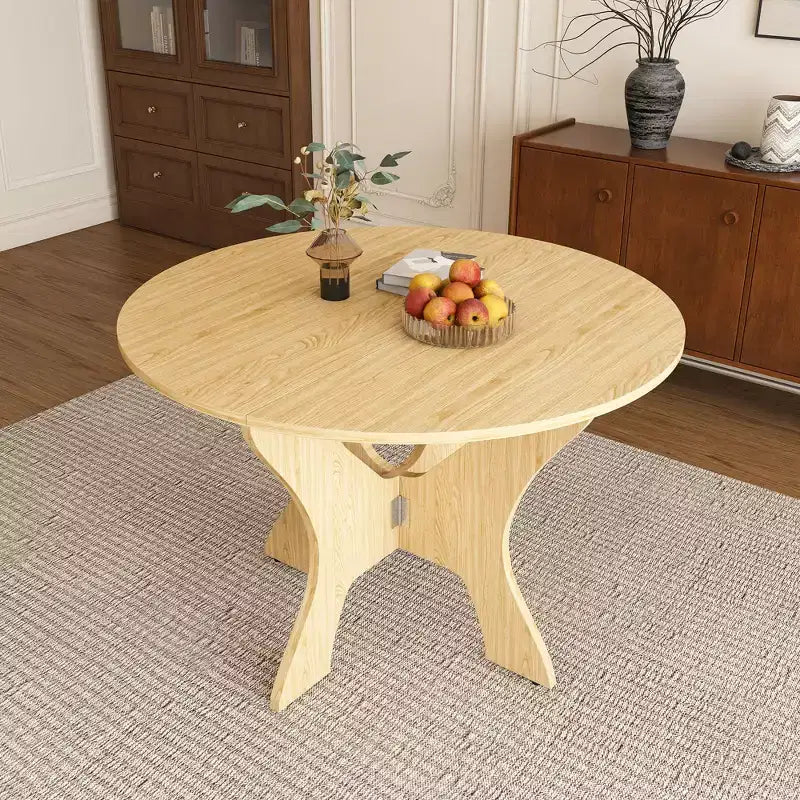 Modern 43" Folding Round Dining Table, Space-Saving Eco-Friendly MDF