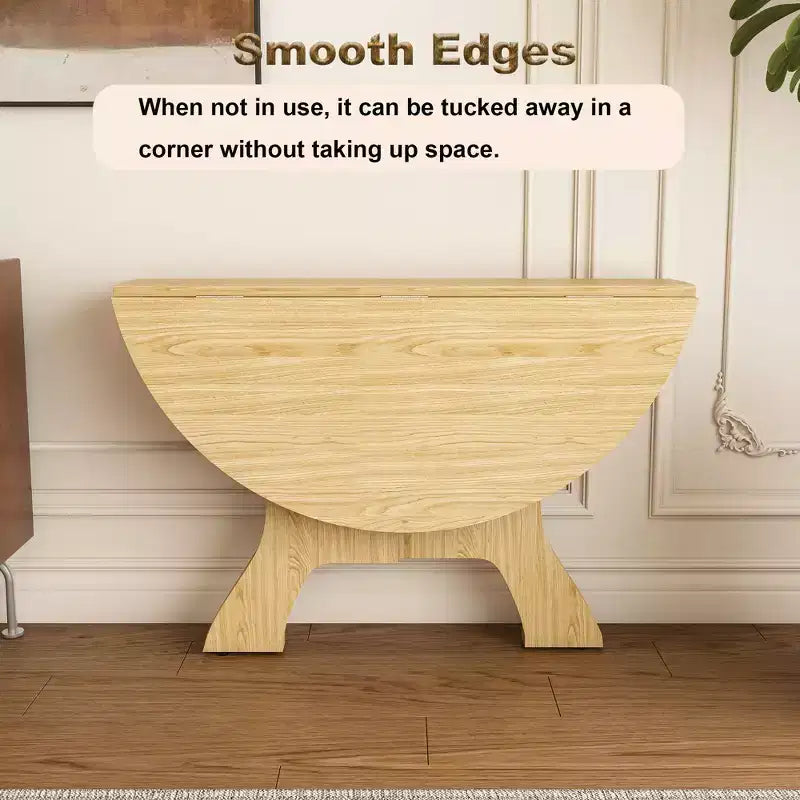 Modern 43" Folding Round Dining Table, Space-Saving Eco-Friendly MDF