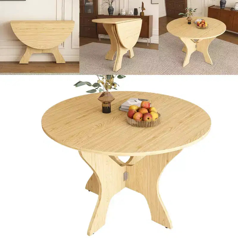 Modern 43" Folding Round Dining Table, Space-Saving Eco-Friendly MDF