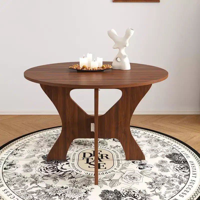 Modern 43" Folding Round Dining Table, Space-Saving Eco-Friendly MDF
