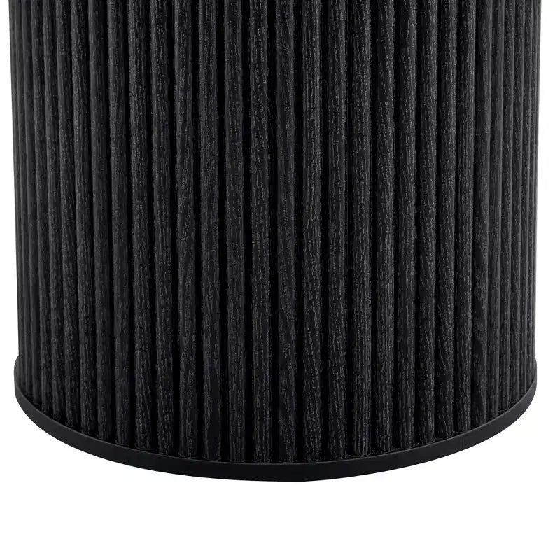 42" Round Pedestal Dining Table with Fan-Shaped Black Wood Top, Seats 4