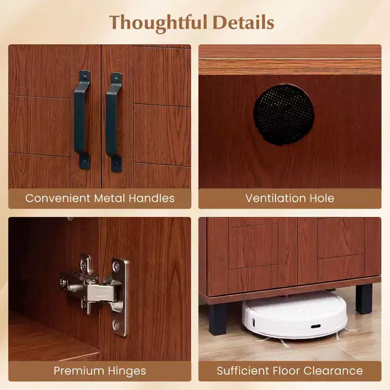 5-Tier Shoe Storage Cabinet with 2 Doors, Removable Shelves & Ventilation, Brown/Natural Oak