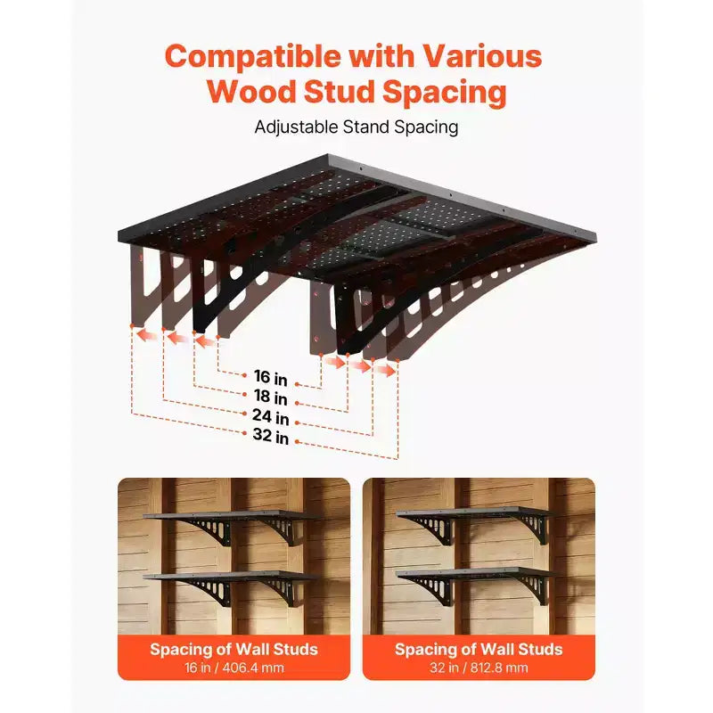 2-Tier Wall-Mounted Steel Garage Shelving, 2x3 ft, 560 lbs Capacity, Black