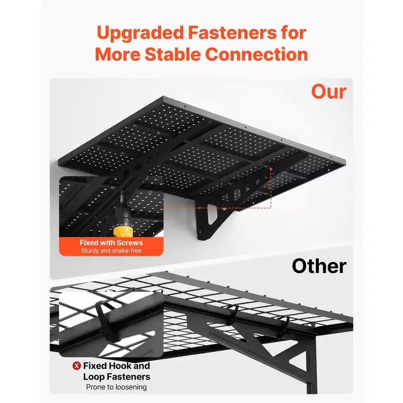 2-Tier Wall-Mounted Steel Garage Shelving, 2x3 ft, 560 lbs Capacity, Black