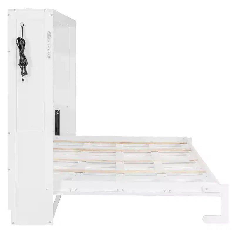Modern Side-Folding Murphy Bed with Printed Panel, LED Lighting & USB Charging