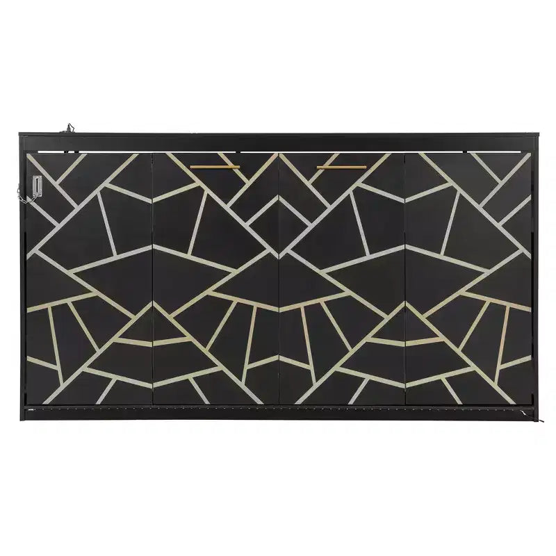 Modern Side-Folding Murphy Bed with Printed Panel, LED Lighting & USB Charging
